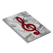 赤いト音記号音楽ノート ノートブック (右側)