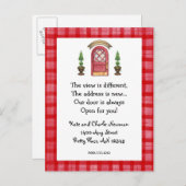 赤いドアの新しい住所はがき 案内ポストカード (正面/裏面)