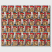 赤いドアの段ボール積み重ね ラッピングペーパー (フラット)