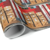 赤いドアの段ボール積み重ね ラッピングペーパー (ロールコーナー)