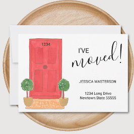 赤いドアの水の色の発表を移動 案内状