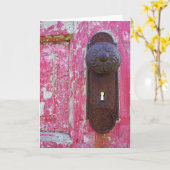 赤いドアの鍵穴 カード (黄色い花)