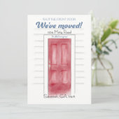 赤いドアを閉めるアノンセメントカード 招待状 (スタンド正面)