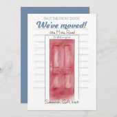 赤いドアを閉めるアノンセメントカード 招待状 (正面/裏面)