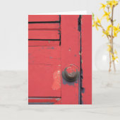 赤いドア空白のグリーティングカード カード (黄色い花)