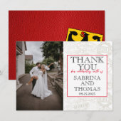 赤いドイツ結婚の写真ありがとう サンキューカード (正面/裏面)