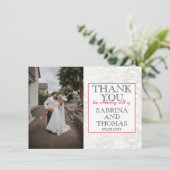 赤いドイツ結婚の写真ありがとう サンキューカード (スタンド正面)