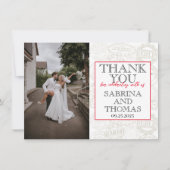 赤いドイツ結婚の写真ありがとう サンキューカード (正面)