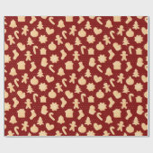 赤いドットの上にジンジャーブレッドのクッキーのパターン休日 ラッピングペーパー (フラット)