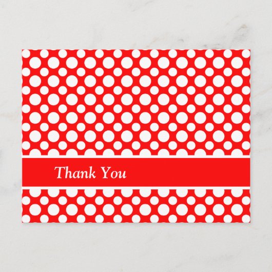赤いドット柄のカスタム感謝ポストカード ポストカード (正面)