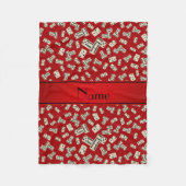 赤いドパーソナライズされたミノを名付ける フリースブランケット (正面)