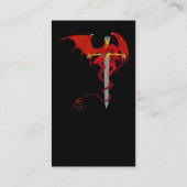 赤いドラゴンおよび剣を飛ばす中世ファンタジー 名刺 (裏面)