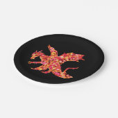 赤いドラゴンが飛び散絵を描った ペーパープレート (アングル)