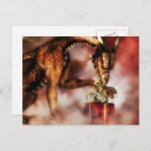 赤いドラゴンのクリスマス シーズンポストカード (正面/裏面)