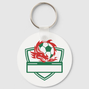 赤いドラゴンのサッカーボールの頂上 キーホルダー