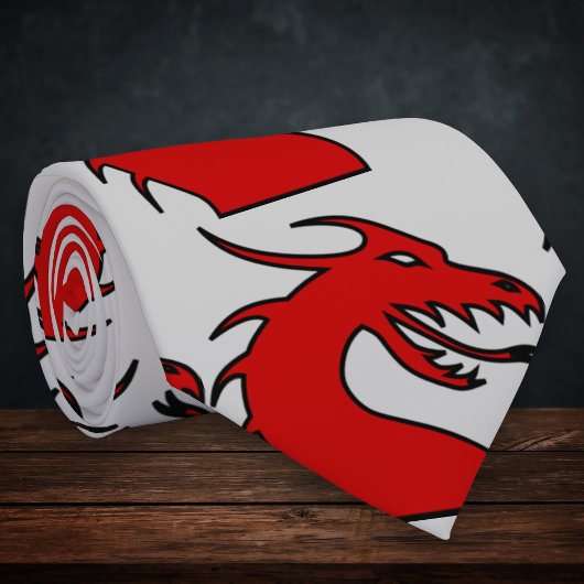 赤いドラゴンのシルエット ネクタイ