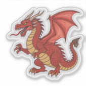 赤いドラゴンのステッカー シール (正面)