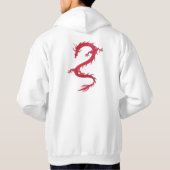赤いドラゴンのフード付きスウェットシャツ パーカ (裏面)