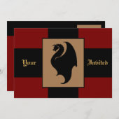 赤いドラゴンのライダーの誕生日のパーティの招待状 招待状 (正面/裏面)