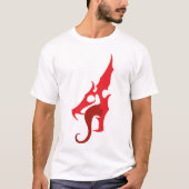 赤いドラゴンのロゴのティー Tシャツ (正面)