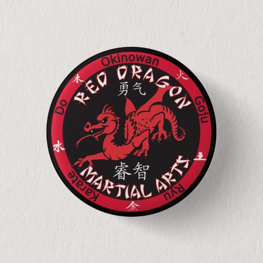 赤いドラゴンの武道Pin 缶バッジ (正面)