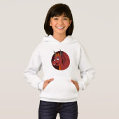 赤いドラゴンの漫画フード付きスウェットシャツ (正面フル)