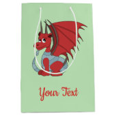 赤いドラゴンの漫画抱き枕 ミディアムペーパーバッグ (正面)