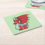 赤いドラゴンの漫画 スクエアペーパーコースター (アングル)