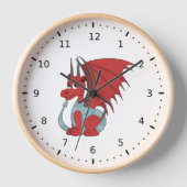 赤いドラゴンの漫画 壁時計 (正面)