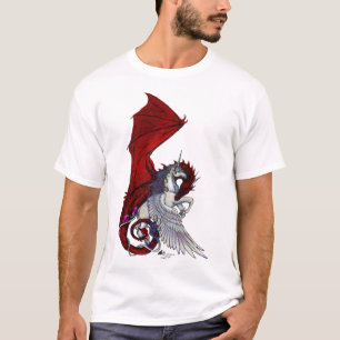 赤いドラゴンのDragonessの深紅色のファンタジーのユニコーンの馬 Tシャツ