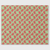 赤いドラゴンオングリーンギンガムラッピング紙 ラッピングペーパー (フラット)