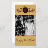 赤いドラゴンズ中国の新年の写真カード シーズンカード (正面/裏面)