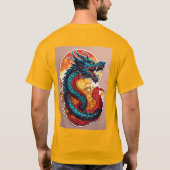 赤いドラゴンファンションTシャツ Tシャツ (裏面)