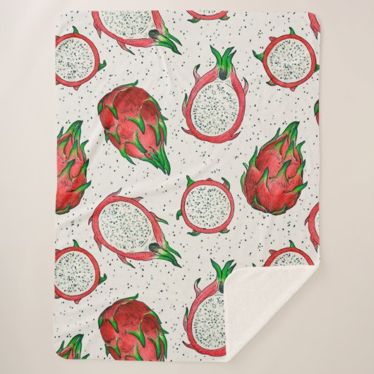 赤いドラゴンフルーツをオフに白 シェルパブランケット (正面)