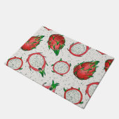 赤いドラゴンフルーツをオフに白 ドアマット (アングル)