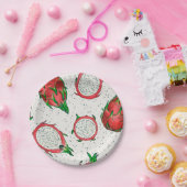 赤いドラゴンフルーツをオフに白 ペーパープレート (パーティー)