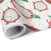 赤いドラゴンフルーツをオフに白 ラッピングペーパー (ロールコーナー)