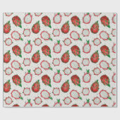 赤いドラゴンフルーツをオフに白 ラッピングペーパー (フラット)