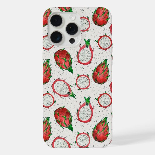 赤いドラゴンフルーツをオフに白 iPhoneケース (裏面)