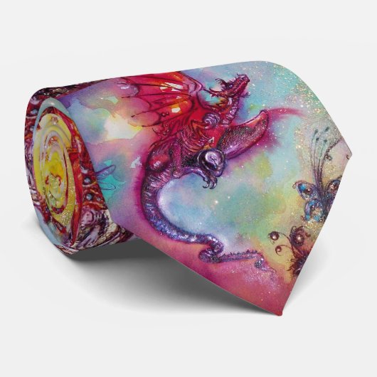 赤いドラゴン失ったタイ飛んでいるの影の庭 ネクタイ (ロール)