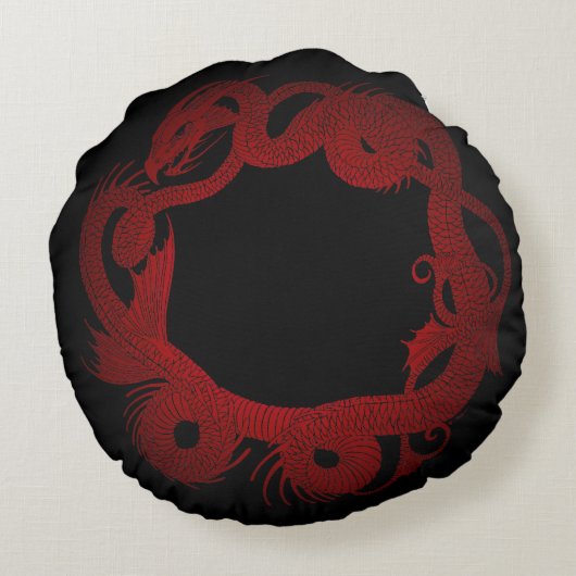 赤いドラゴン ラウンドクッション (裏面)