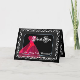 赤いドレスとレース - ウェディングパーティーの皆さんに感謝を サンキューカード