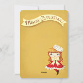 赤いドレスのかわいい人形ヴィンテージクリスマスカード シーズンカード (裏面)