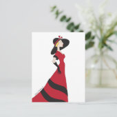 赤いドレスのはがきの女の子 ポストカード (スタンド正面)