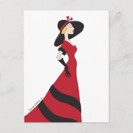 赤いドレスのはがきの女の子 ポストカード
