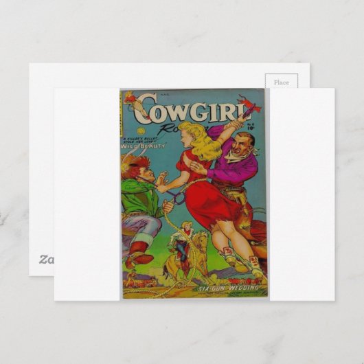 赤いドレスのカウガール ポストカード (正面/裏面)