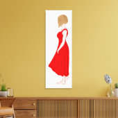 赤いドレスの女の子油絵のキャンバスプリント キャンバスプリント (インサイチュ (リビング))