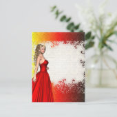 赤いドレスの女の子 ポストカード (スタンド正面)