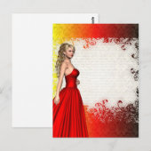 赤いドレスの女の子 ポストカード (正面/裏面)