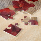 赤いドレスの女性のコラージュ ジグソーパズル (側面)